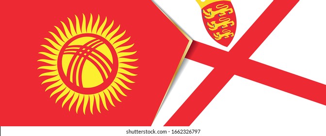 Kyrgyzstan and Jersey flags, two vector flags symbol of relationship or confrontation.