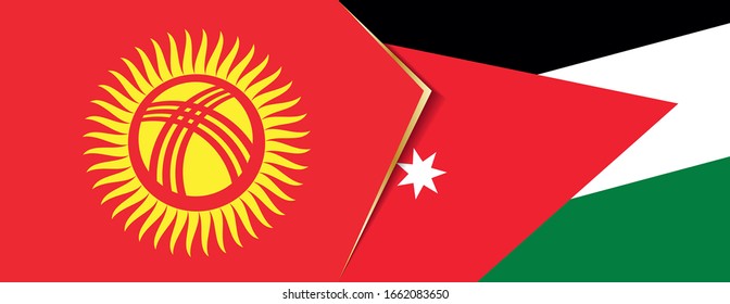 Kirgisistan und Jordanien sind Flaggen, zwei Vektorillustrationen Flaggen, Symbol für Beziehung oder Konfrontation.
