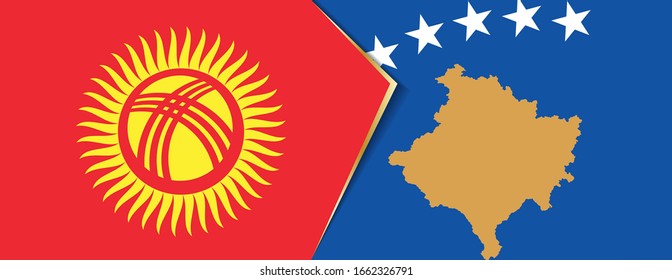 Banderas de Kirguistán y Kosovo, dos banderas vectoriales símbolo de relación o enfrentamiento.