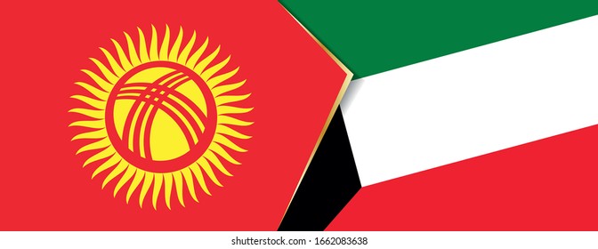 Kyrgyzstan and Kuwait flags, two vector flags symbol of relationship or confrontation.