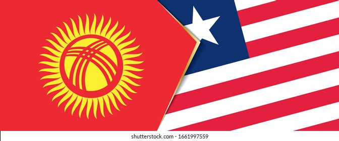 Kyrgyzstan and Liberia flags, two vector flags symbol of relationship or confrontation.