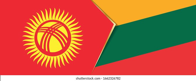 Banderas de Kirguistán y Lituania, dos banderas vectoriales símbolo de relación o enfrentamiento.