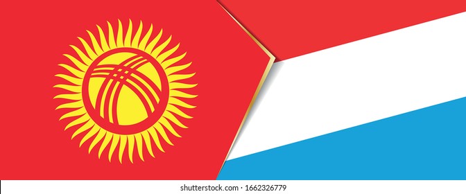 Kyrgyzstan and Luxembourg flags, two vector flags symbol of relationship or confrontation.