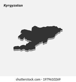 Kyrgyzstan map 3d silhouette. Vector illustration.