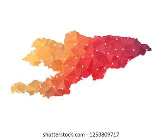 Kyrgyzstan Map - Abstract geometric rumpled triangular low poly style gradient graphic on white background , line dots polygonal design for your . Vector illustration eps 10.