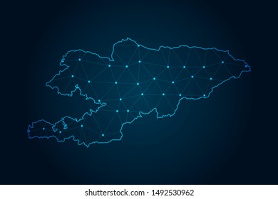 kyrgyzstan map with Abstract mash line and point scales on Dark background . design polygon sphere . Wire frame 3D mesh polygonal network line . Vector illustration eps 10.