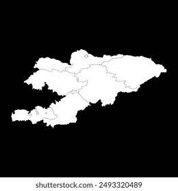 Mapa de Kirguistán con divisiones administrativas. Ilustración vectorial.