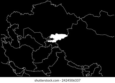 Kyrgyzstan map Asia black background