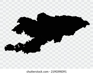Kyrgyzstan Map black Color on Backgound png  not divided into cities