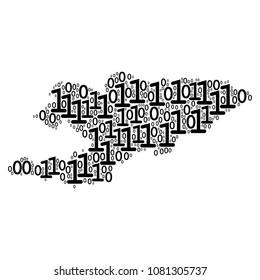 Kyrgyzstan Map composition icon of one and zero digits in various sizes. Vector digital symbols are organized into Kyrgyzstan Map collage design concept.