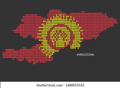 Kyrgyzstan map design flag Azerbaijan square, black background.