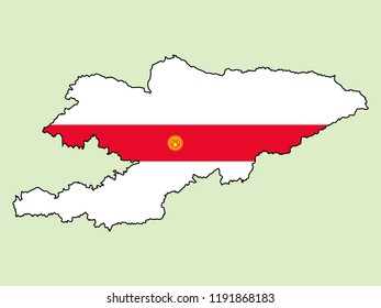 Kyrgyzstan map with flag decoration