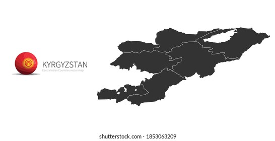 Kyrgyzstan Map and Flag Icon
Map of Central Asian countries.