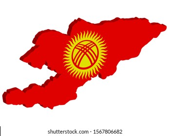 Kyrgyzstan map flag vector 3D illustration Eps 10