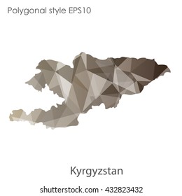 Kyrgyzstan map in geometric polygonal style.Abstract gems triangle,modern design background.