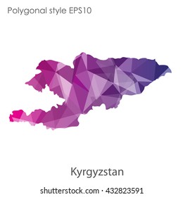 Kyrgyzstan map in geometric polygonal style.Abstract gems triangle,modern design background.