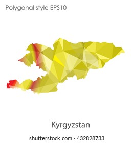 Kyrgyzstan map in geometric polygonal style.Abstract gems triangle,modern design background.