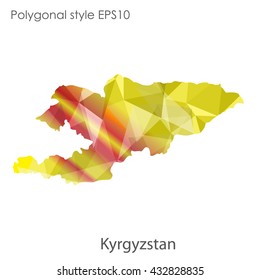 Kyrgyzstan map in geometric polygonal style.Abstract gems triangle,modern design background.