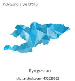 Kyrgyzstan map in geometric polygonal style.Abstract gems triangle,modern design background.