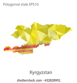 Kyrgyzstan map in geometric polygonal style.Abstract gems triangle,modern design background.