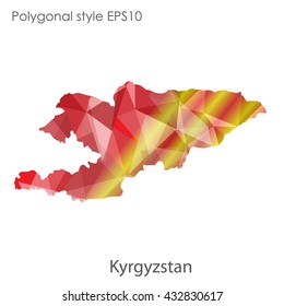Kyrgyzstan map in geometric polygonal style.Abstract gems triangle,modern design background.