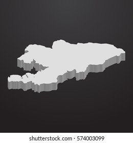 Kyrgyzstan map in gray on a black background 3d