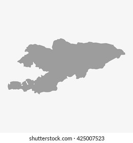 Kyrgyzstan  map in gray on a white background