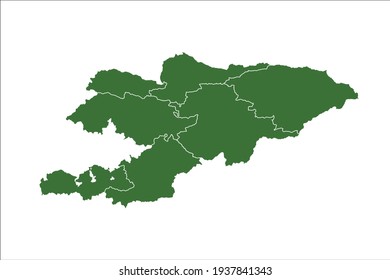 Kyrgyzstan Map Green Color on White Backgound