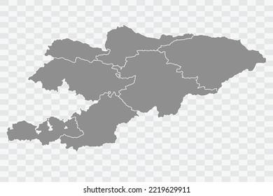 Kyrgyzstan Map grey Color on White Background  Png