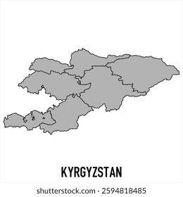 Kyrgyzstan map in grey style isolated on white background. Vector illustration