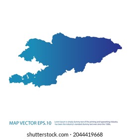 Kyrgyzstan map , infographic style , blue gradient color , on white background with Map World. Wire frame 3D mesh ,