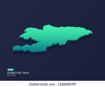 Kyrgyzstan map of isometric green gradient vector illustration.