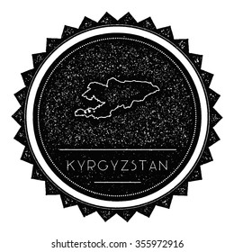 Kyrgyzstan Map Label with Retro Vintage Styled Design. Hipster grungy insignia vector illustration