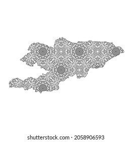 Kyrgyzstan map with mandala Design. Vector Illustration