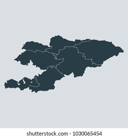 Kyrgyzstan map on gray background vector, Kyrgyzstan Map Outline Shape Gray on White Vector Illustration,
High detailed Gray illustration map Kyrgyzstan.