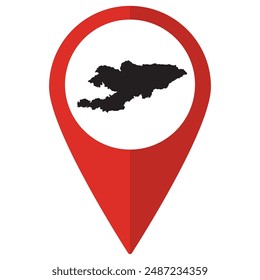 Kyrgyzstan map. Map of Kyrgyzstan on map pin icon red color isolated