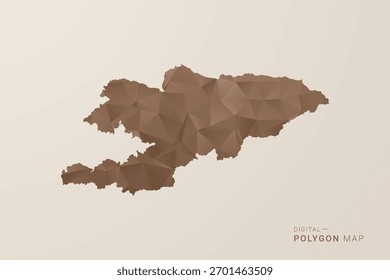 Kirgisistan Map - Vektorgrafik im Polygonstil in braunem Farbverlauf, Geometrisches Design mit niedrigem Poly, einzeln auf beigem Hintergrund für Infografiken und Dekoration.