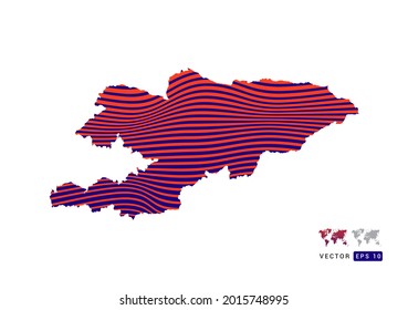 Kirguistán mapea el rojo y el azul del abstracto con el vector de ondas dinámicas.