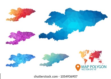 Kyrgyzstan Map - Set of geometric rumpled triangular low poly style gradient graphic background , Map world polygonal design for your . Vector illustration eps 10.