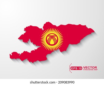 Kyrgyzstan map with shadow effect