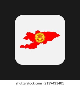 Kyrgyzstan map silhouette with flag on white background