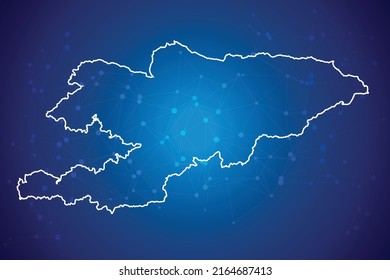 Kyrgyzstan Map Technology  with network connection background