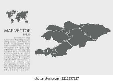 Mapa vectorial de Kirguistán, ilustración vector de diseño abstracto Eps 10. Alto detalle sobre fondo blanco.