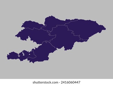 Kyrgyzstan map vector, Blue purple color isolated on gray background.