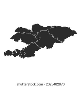 Kyrgyzstan map vector, dark color.isolated on transparent background. 