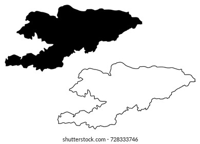 Kyrgyzstan map vector illustration, scribble sketch Kirghizia 