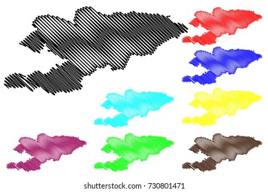 Kyrgyzstan map vector illustration, scribble sketch Kirghizia 
