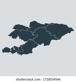 kyrgyzstan map vector, isolated on gray background