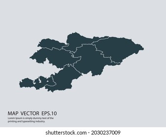 Mapa vectorial de Kirguistán aislado en fondo gris