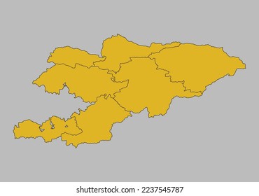 Kyrgyzstan map vector, Isolated on gray background